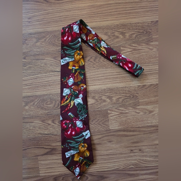 Tabasco Other - Tabasco Hot Sauce Novelty Tie Burgundy Chili Pepper Food Theme